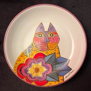 Laurel Burch Carlotta Cat Plate 5 1/2” Very Colourful and Fun